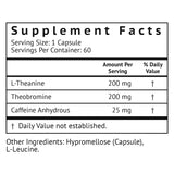 Low Dose Caffeine and Theanine - L Theanine Caffeine Pills - Microdose of L-theanine Caffeine Capsules - Time Release Caffeine Supplements - Caffeine L Theanine Pills - No Jitters - 60 Caps