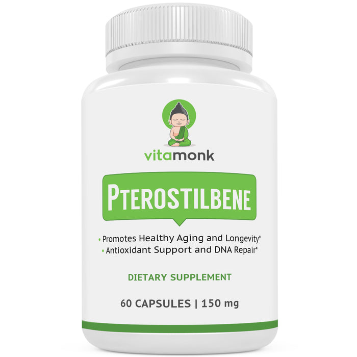 Pterostilbene 150mg Capsules - Supplement To Promote Longevity & Healthy Aging