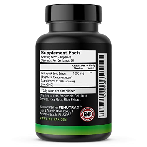 FenuTrax™ Fenugreek Extract 2 Months Supply - Ultra High-Potency (50%) -Stronger than Testofen for Men - Fenugreek Seed Extract - Testosterone Support - Muscle Growth, Energy, and Drive Support
