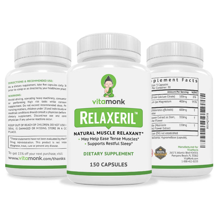 RELAXERIL™ - All-Natural Muscle Relaxer - Long-Lasting Leg Cramp, Soreness, Back Spasm, and Tension Relief