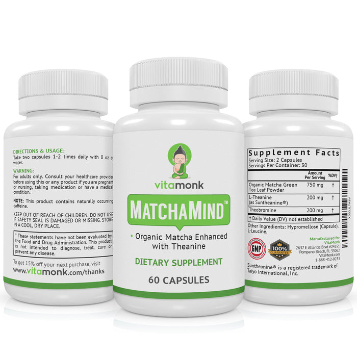 VitaMonk MatchaMind - Matcha Enhanced with Theanine & Theobromine