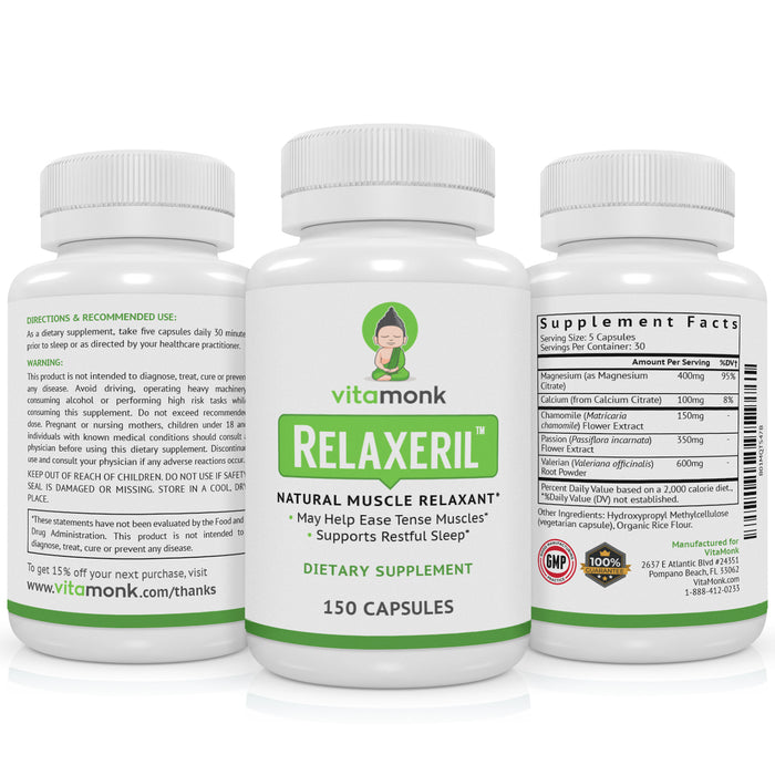 RELAXERIL™ - All-Natural Muscle Relaxer - Long-Lasting Leg Cramp, Soreness, Back Spasm, and Tension Relief
