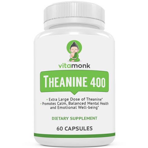 L Theanine 400mg Supplement - L-Theanine 400mg with No Artificial Fillers - Extra Strength L Theanine Supplement - Ltheanine 60 Capsules