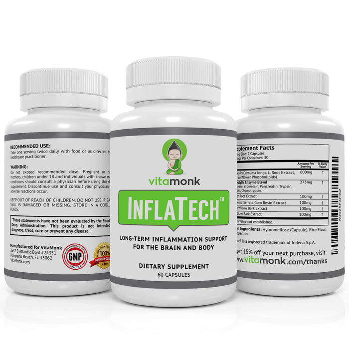 InflaTech™ Whole Body Anti Inflammation Supplement - with Meriva Curcumin Phytosome SF - Inflammation Reducer with 29x Potency of Turmeric - Inflammation Relief Supplement - 60 Capsules