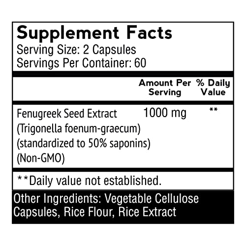 FenuTrax™ Fenugreek Extract 2 Months Supply - Ultra High-Potency (50%) -Stronger than Testofen for Men - Fenugreek Seed Extract - Testosterone Support - Muscle Growth, Energy, and Drive Support